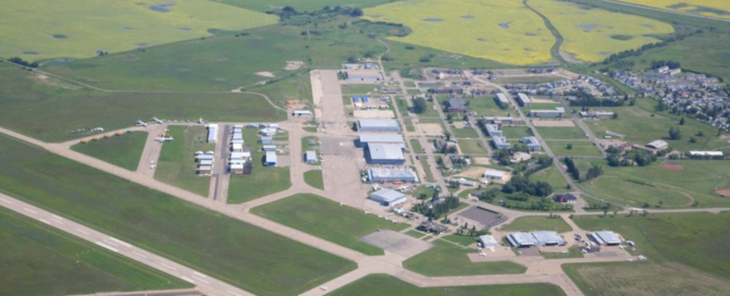 Aerial view of Red Deer Regional Airport, future development site